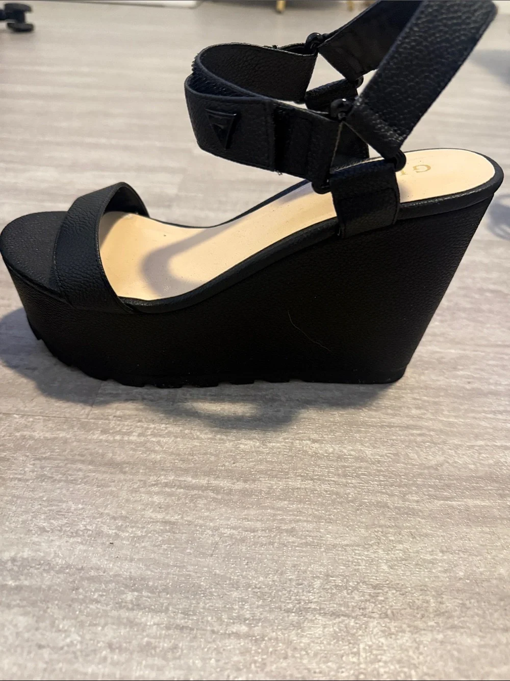 Guess Black Platform Ankle-Strap Sandals